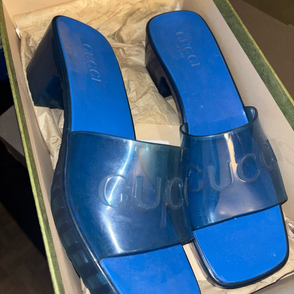Gucci Women's Transparent Blue Mules